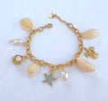 Bracelet breloques marines bleues coquillages et perles nacrées - vue 1