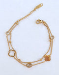 Bracelet double rang trèfle et strass doré - vue 2