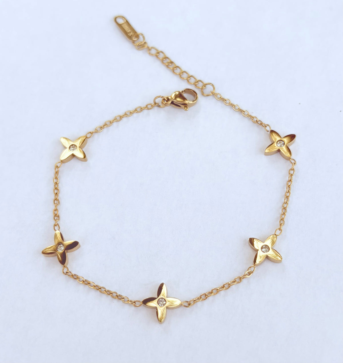 Bracelet chaîne étoiles à 4 branches et strass - vue 2