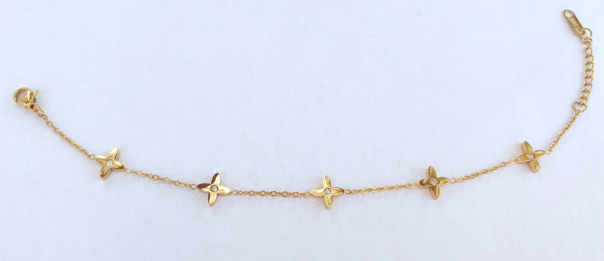 Bracelet chaîne étoiles à 4 branches et strass - vue 3