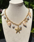 Collier coquillages étoiles de mer et perles - vue 3